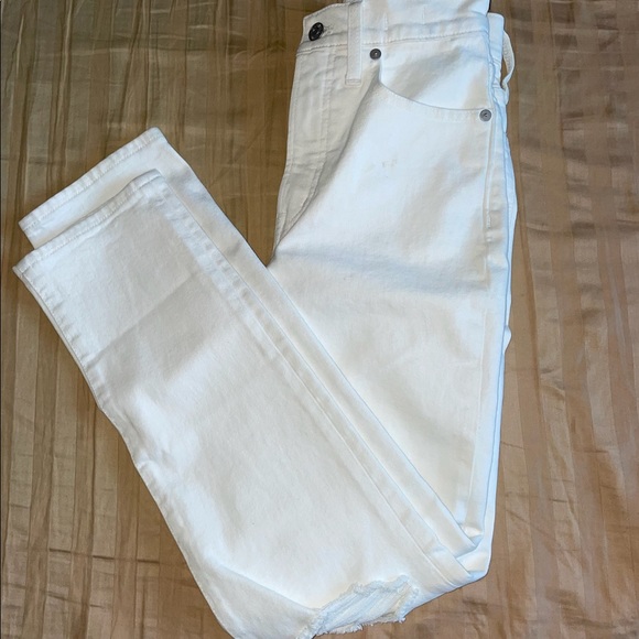 NWT Madewell Tile White The Perfect Vintage Crop Jean Knee Rip Edition Size 23 - Picture 7 of 16